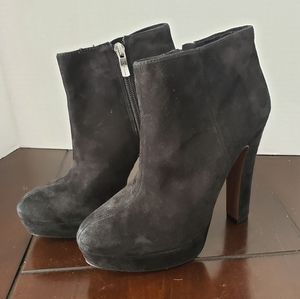 Black Leather Suede BCBGeneration Joesana Ankle Boots 8
